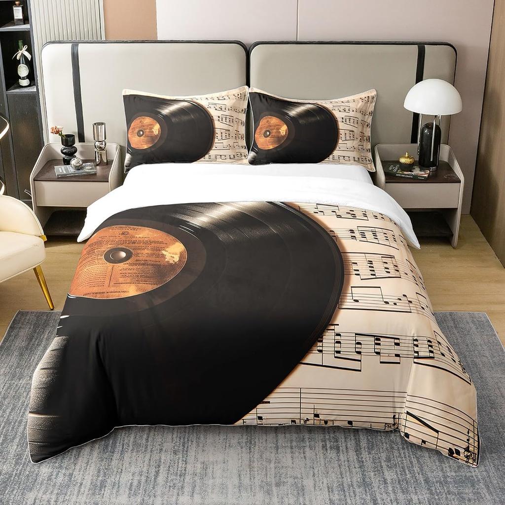 Record Duvet Cover Sets For Kids Teens Twin Lightweight Down Quilt Covers Bedroom Decor 2 Pillowcases 1 Duvet Cover No Comforter