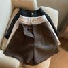 Women's High-Waist Woolen Wide-Leg Shorts - Casual Loose Fit