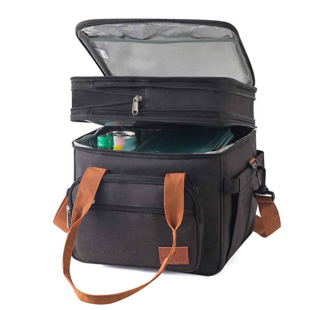 Large Capacity Insulated Picnic Lunch Bag - Double Layer, Waterproof, Handheld/Shoulder Design