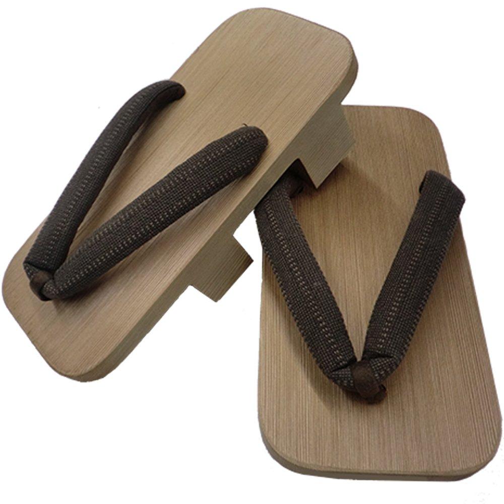 Kiso Nezuko Geta: Men's Two-toothed Sandals with Brown Stripes, a Traditional Craft Made in Japan, Carrying on 300 Years of Tradition