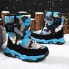 Children's cotton boots, boys' and girls' winter boots, fleece-lined and thickened for warmth, waterproof, suitable for older children, and featuring