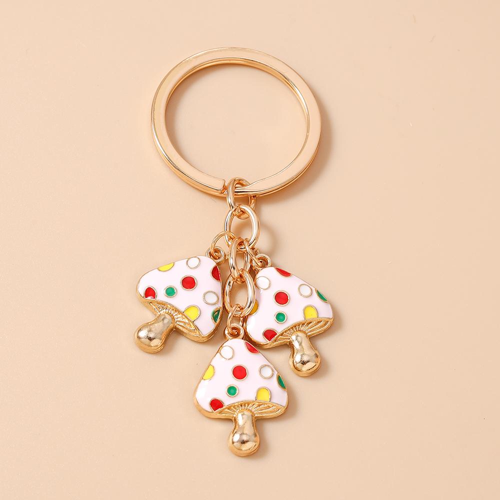 Cute Enamel Mushroom Keychain Women Girls Key Ring Pendants for Handbag Decor DIY Key Holder Jewelry Gifts