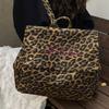 Retro Leopard Print Large-capacity Backpack Women's Bag New High-end Fashion Commuter Bag Short-trip Backpack