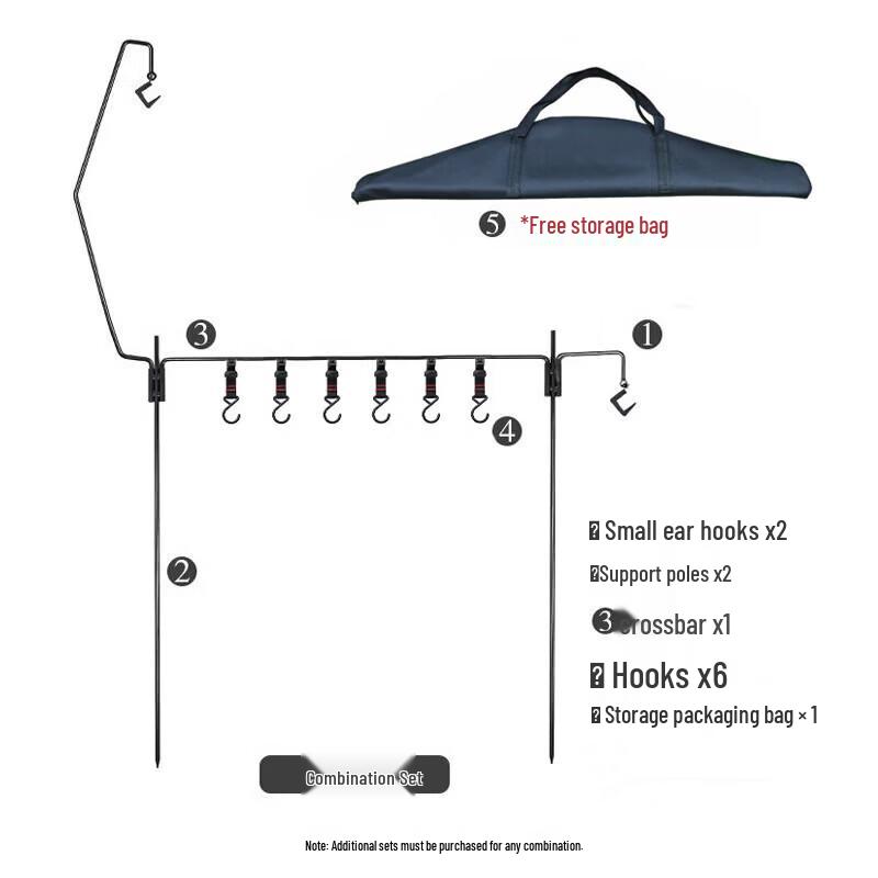 Detachable Outdoor Camping Storage Rack with Lamp Stand