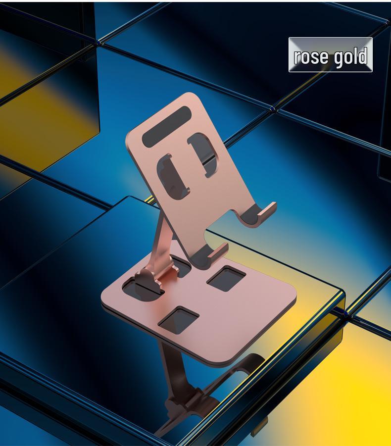 Foldable Metal Phone & Tablet Stand for Desktop Live Streaming and Overhead Shots, 360° Rotating, Perfect Gift.