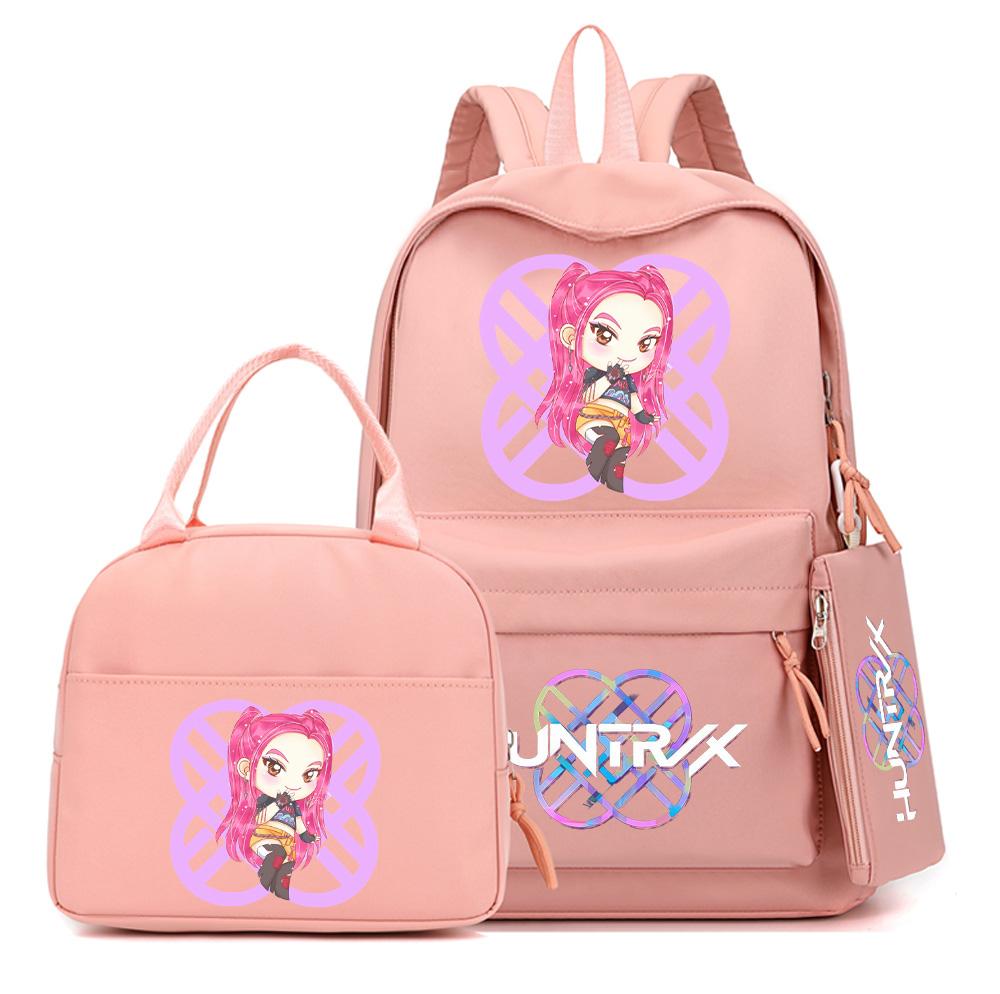 4-teiliges/Set Cartoon Anime K-Pop bedruckter Rucksack mit Federmäppchen Handtasche für Teenager Schüler Junge Mädchen Schultasche Schultasche Große Kapazität Reisetasche
