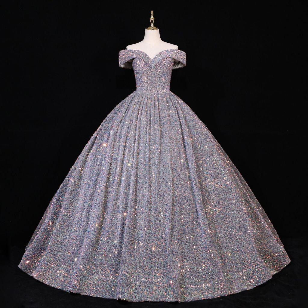 Cross-border Shiny Pitaya Puffy Skirt Wedding & Evening Gown