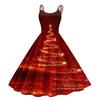 Women's Fashion Casual Christmas Print Sexy Off-the-shoulder Punk Retro Dress