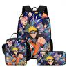 3Pcs Set NARUTO Anime School Rucksack With Front Pocket & Sling Carry Tote & Pencil Bag,Durable&Lightweight,for Boys&Girls Age 6-10