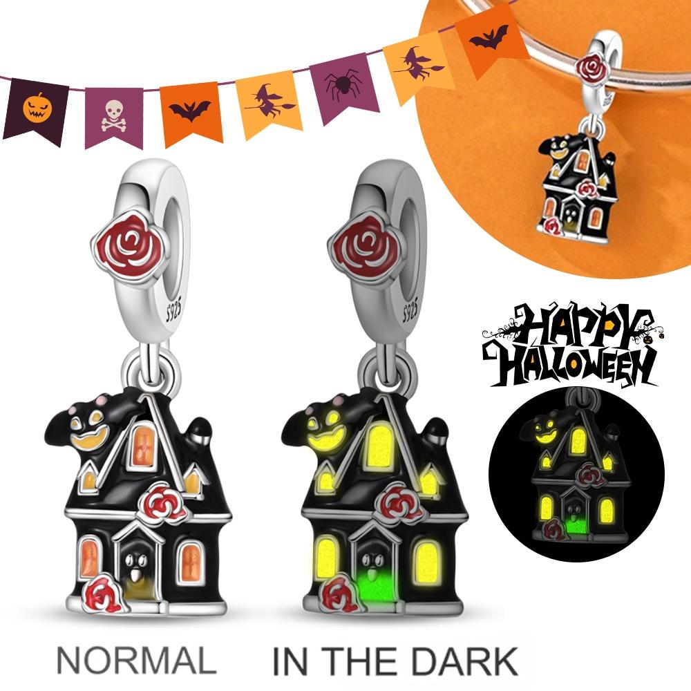 Halloween Party Copper Luminous Skeleton Coffin Pendant Beads Fit Charms Bracelet For Jewelry Making Women Gifts