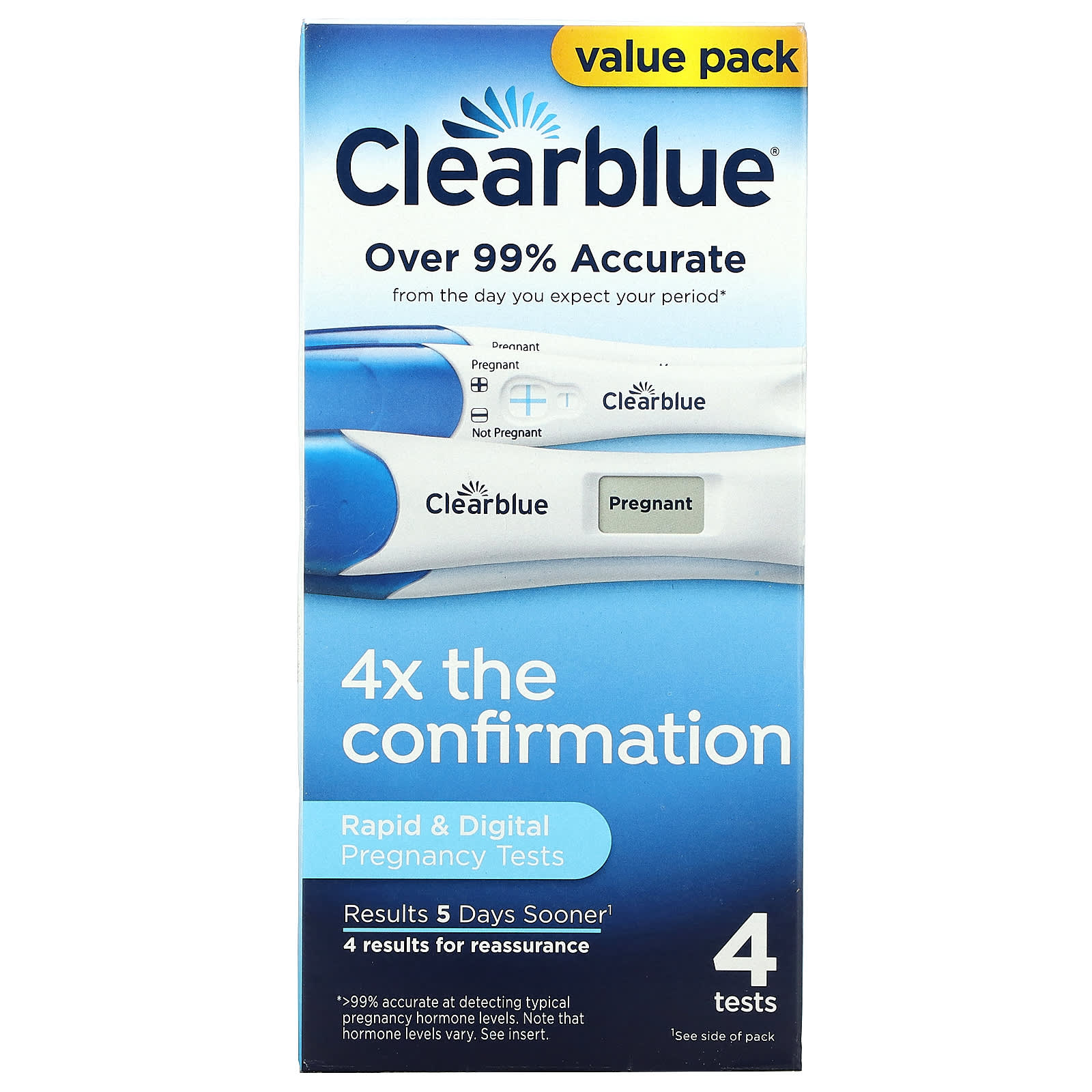 

Clearblue, быстрый и цифровой тест на беременность, 4 теста