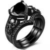 Gothic Skull Engagement Ring Sets Cubic Zirconia Wedding Anniversary Rings Bridal Cocktail Party Biker Zircon