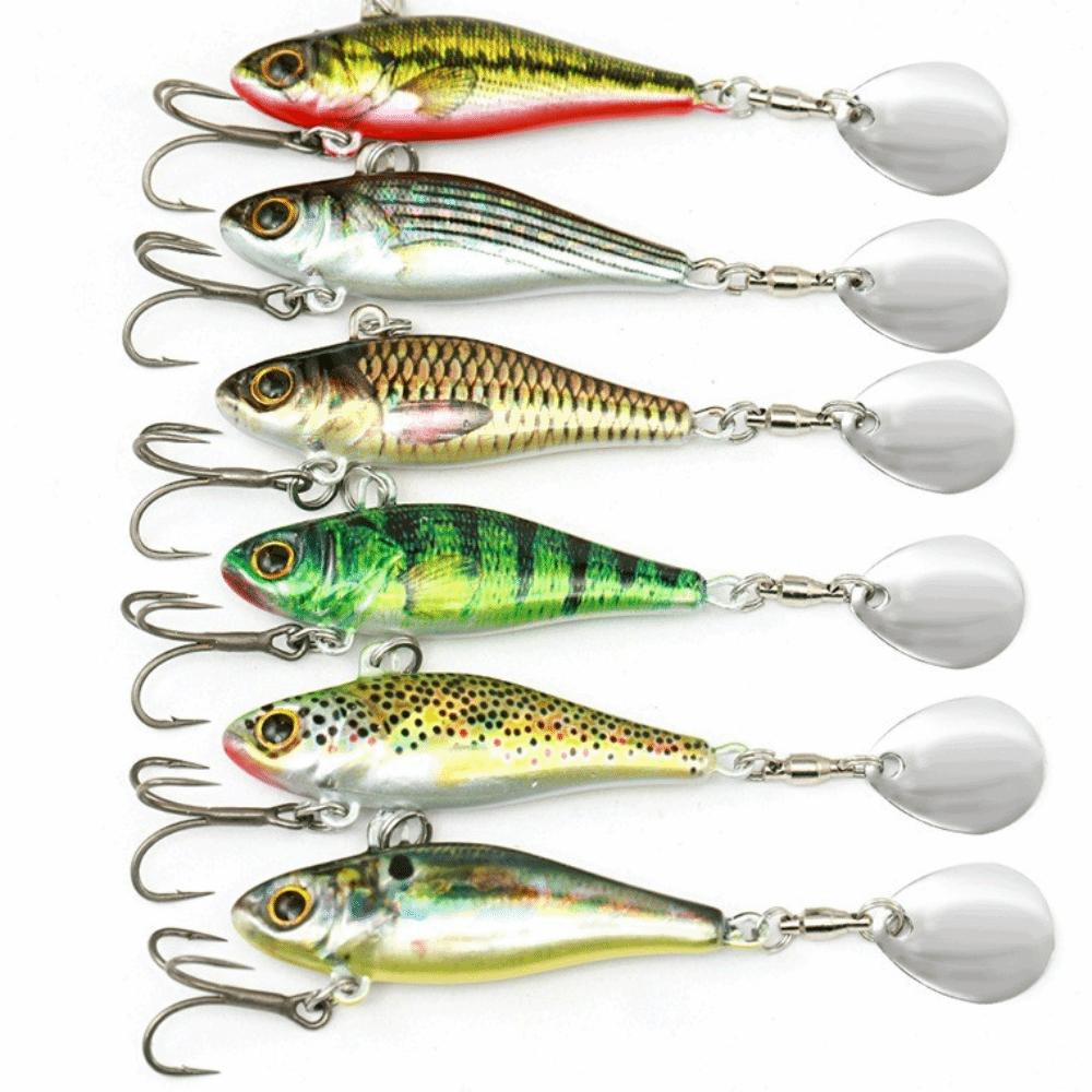 with Spoon Fishing Lure Rotate Treble Hook Vibration Spinner 2025 Pin Crankbait  Fishing Tackle