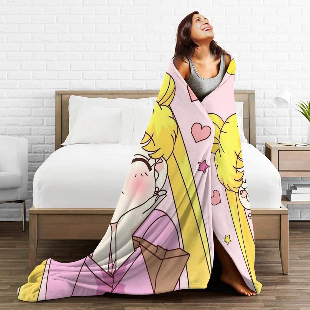 Sailor Moons Soft Blanket Children Plush Bedding Throws Aesthetic Couch Chair Flannel Bedspread Sofa Bed Cover