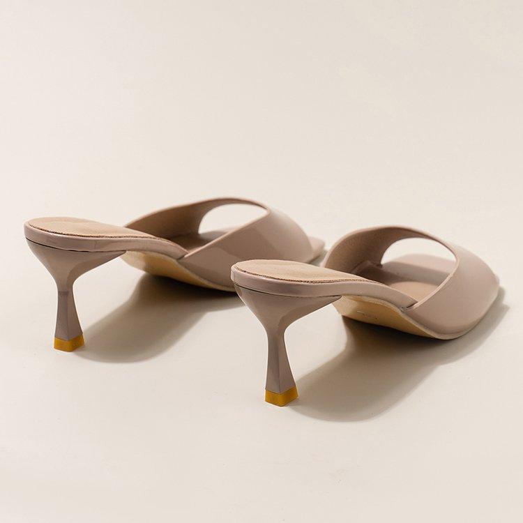 High Heels Sandals Women Summer New Plus Size 42 Square Head Slim Heels Women Slippers