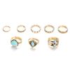 Bohemian Retro Gold Lotus Female Personality Ring Ring 8-Piece Jewelry