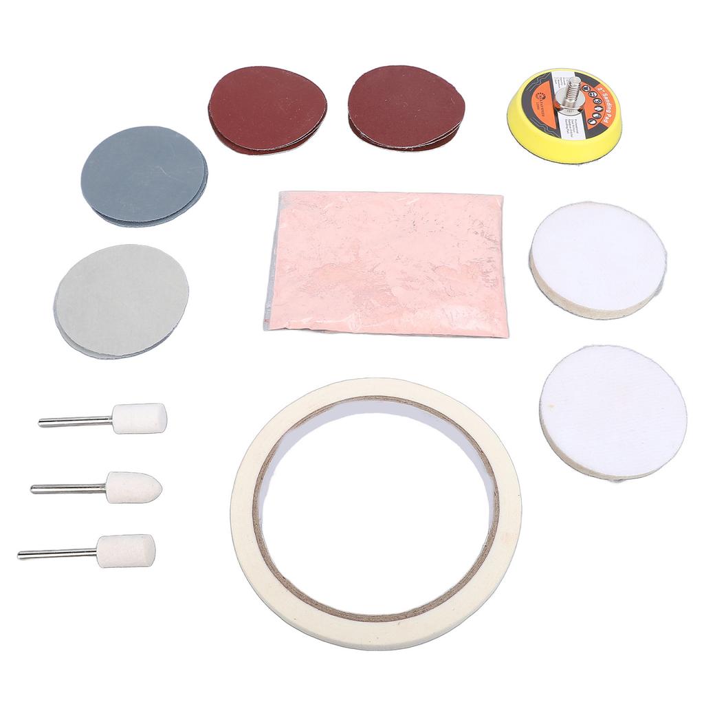 20 Pieces Watch Glass Polishing Kit Buffing Powder Felt Pad Wheel and Sandpaper Set Scratch Remover Repair Tools