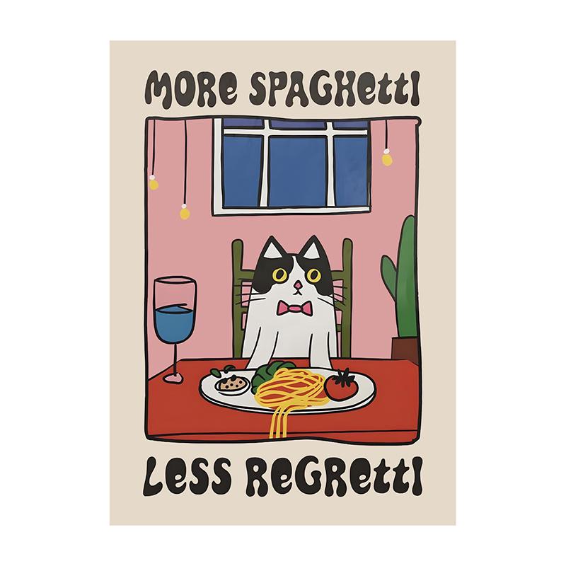 Retro Kitchen Canvas Poster Cat Chef Art Print Dishes Wall Art Pictures for Bedroom Kitchen Home Decoration Gift Idea