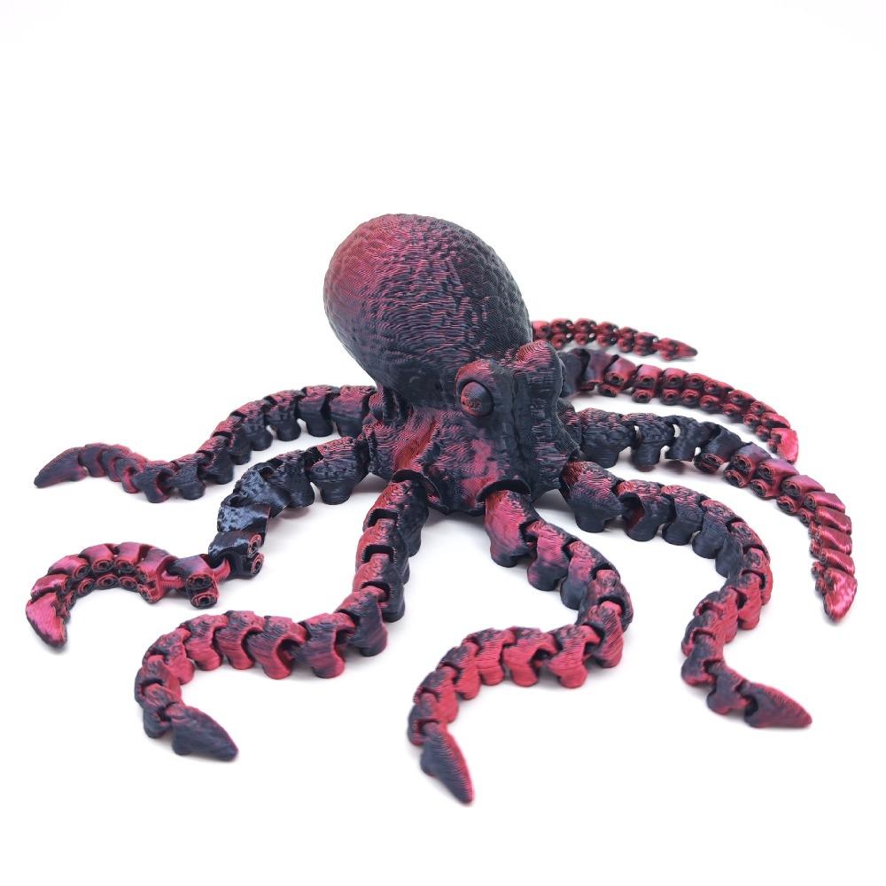 Vibrant Color 3D Printed Octopus Figurine 3D Printed Versatile Design Versatile Decor Figurine Jointed Body