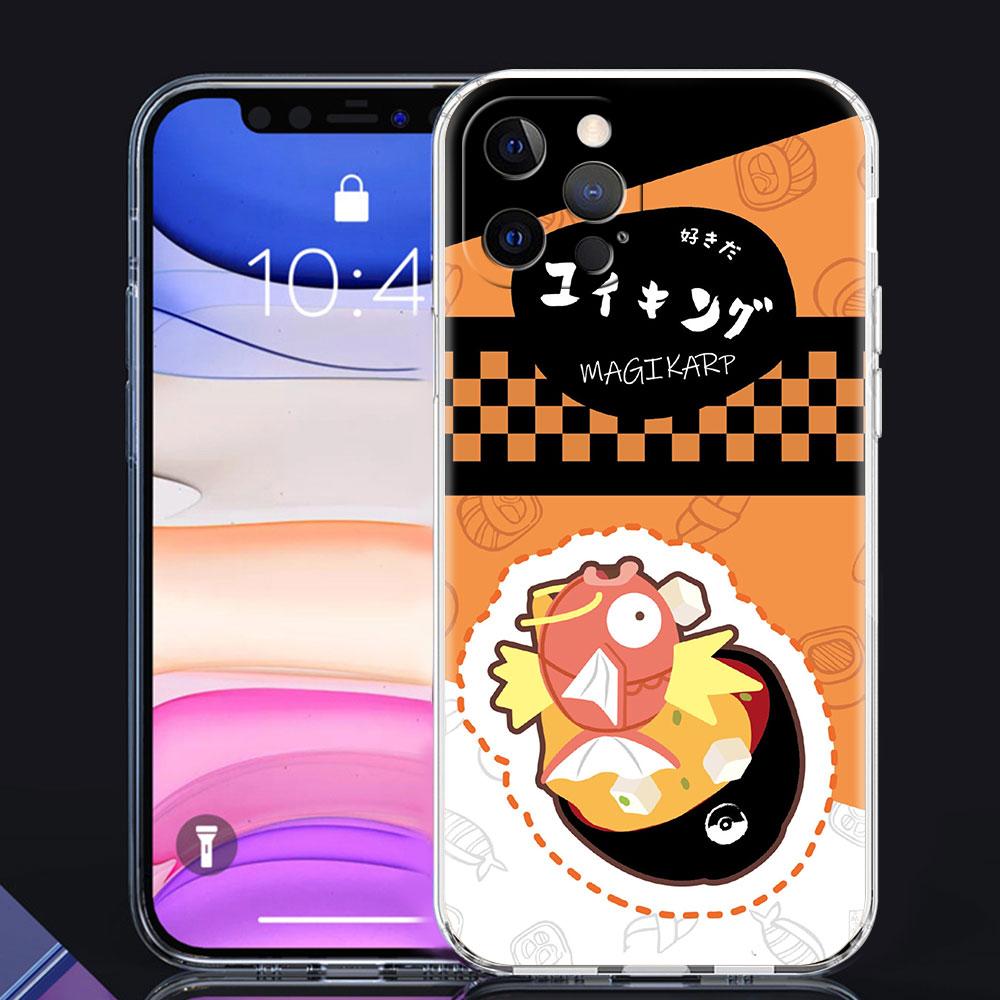 

Чехол из ТПУ для Apple iPhone 13 Pro Max 11 12 Mini X XS XR SE 2020 2022 7 8 Plus 6 6S Прозрачный мягкий чехол для телефона с изображением покемонов и суши iPhone 6 6S