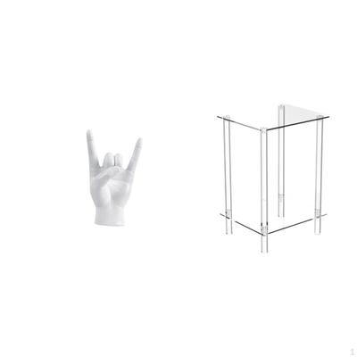 Acrylic Hand Gesture Sculpture Table Creative Finger Statue Minimalist Nightstand Clear Side