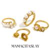 MamacitaSlay 18k Gold Plated Pearl Statement Ring 316l Stainless Steel Open Ring Waterproof Creative Elegant Jewelry For Women