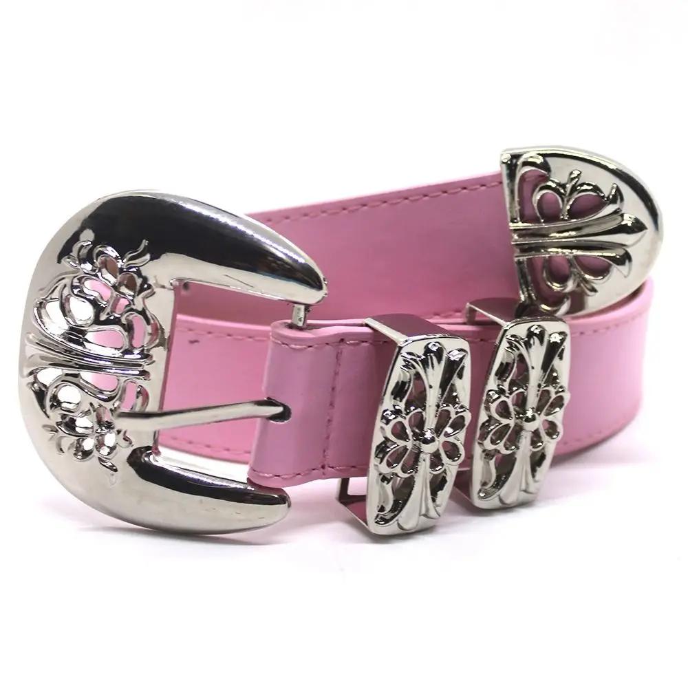 2025 New Punk Style Women's Fashion Belt Y2k Hollow Carving Cross Buckle Casual Versatile Decorative Belt Women's Accessories