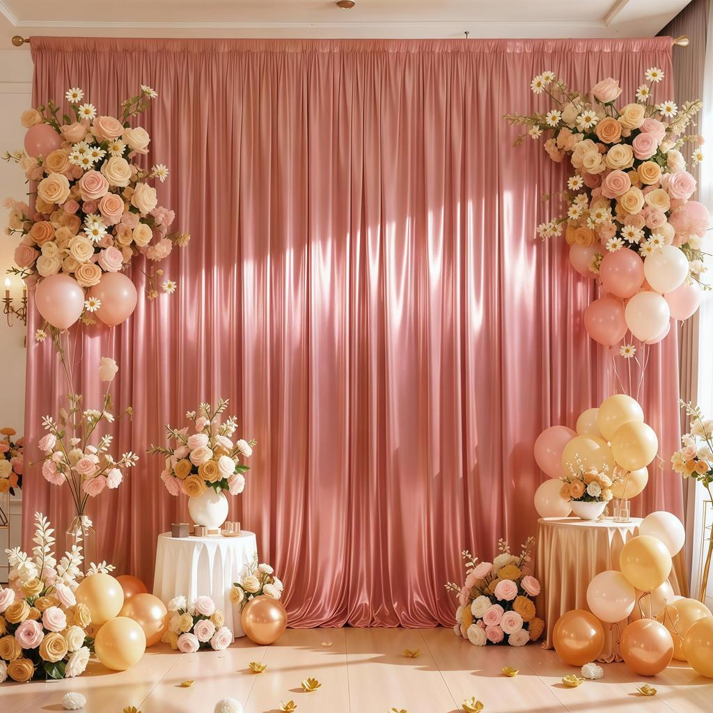 1 Stück Gold Satin Hintergrundvorhang Faltenfrei Glitzernde Vorhänge für Hintergründe, Kulisse für Hochzeit Baby Geburtstage Party