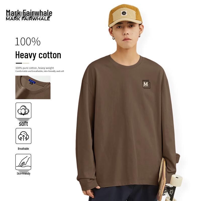 Mark Fairwhale Men's Heavyweight Round Neck Long-Sleeve Cotton T-Shirt