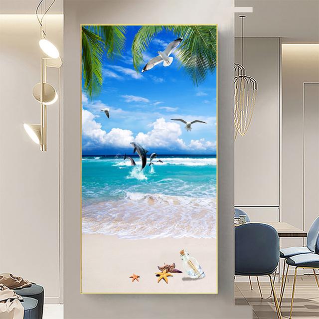 

Морской пейзаж, пляж, восход солнца, океанская волна, скалы, холст, живопись, плакаты на скандинавскую тему и принты, настенные художественные фотографии, декор для гостиной, без рамки 60cm×150cm NoFrame