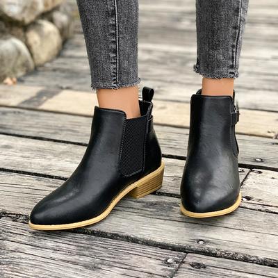 Spitze Zehen Damen Stiefeletten Chelsea Boots Mittelhohe Absätze Schuhe 2024 Wintermode Walking Freizeitschuhe Pumps Trend Kleid Mujer Zapatos
