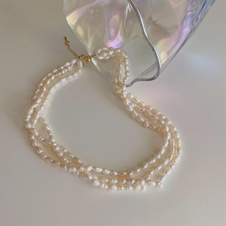 Collier Élégant de Perles d'Eau Douce Grain de Riz Français - Féminin, Tendance, Bijou de Clavicule Féérique pour Femmes