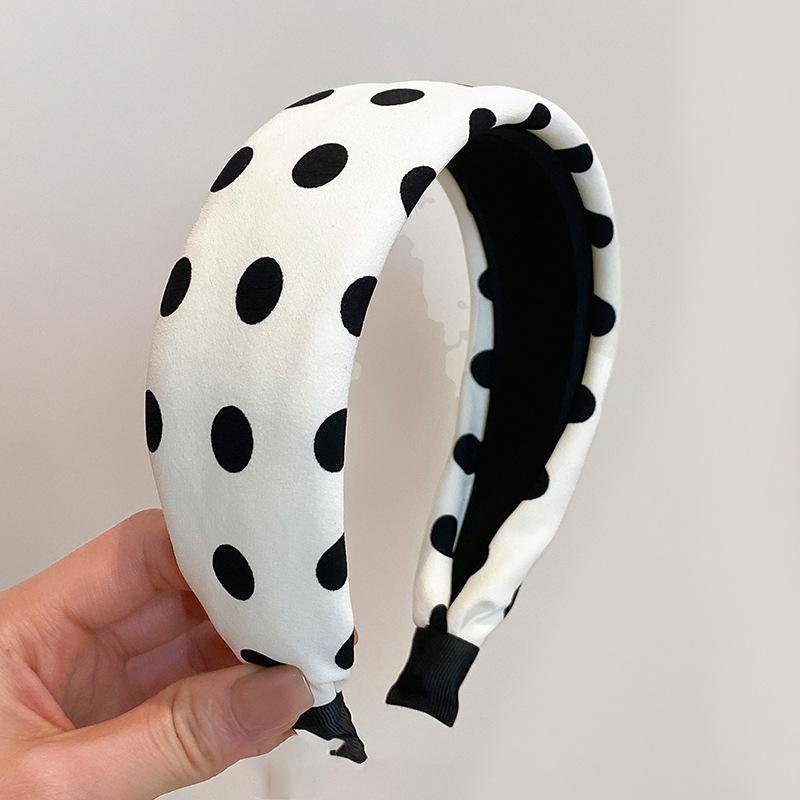 Fabric Satin Polka Dot Fashion Headband Retro Going Out Versatile Headband Niche Personality Simple Hair Accessories