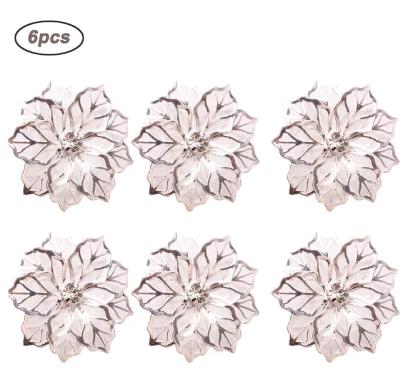 6Pcs Rose Flower Napkin Holder Floral Rhinestone Napkins Rings for Wedding Mother's Day Party Dinner Table Decor Party Supplies