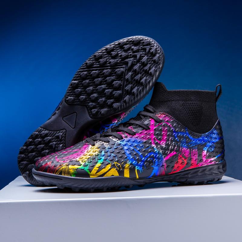 Football Shoes High Top Camouflage World Cup Professional Match Long Nail Sneakers Popular Tf Broken Nail Football Shoes