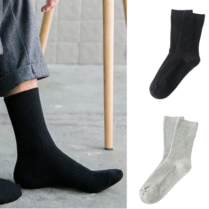 5 Pairs Moisture Wicking Sports Socks With Ribbed Knitted Design Breathable Solid Color Middle Calf Socks For Men Women