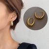 Vintage Smooth Metal U Shaped Geometric Oval Hoop Earrings For Women
