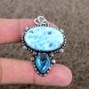 Republic Larimar, Topaz Gemstone 925 Sterling Silver Jewelry Pendant 1.97" KKG-320