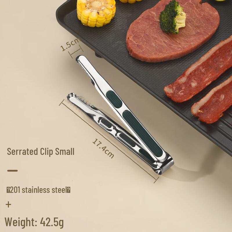 7-inch Stainless Steel Food Tongs with Rubber Handle