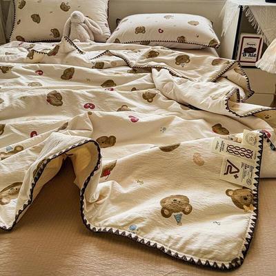 Cherry Bear Knitted Cotton Summer Quilt