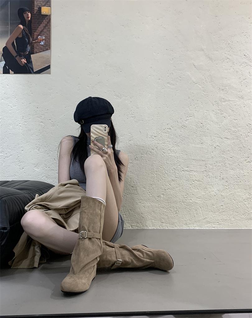 

2025 foreign trade hot-selling high boots Xishi velvet ethnic style knight women s shoes women s boots women s shoes 39 хакі