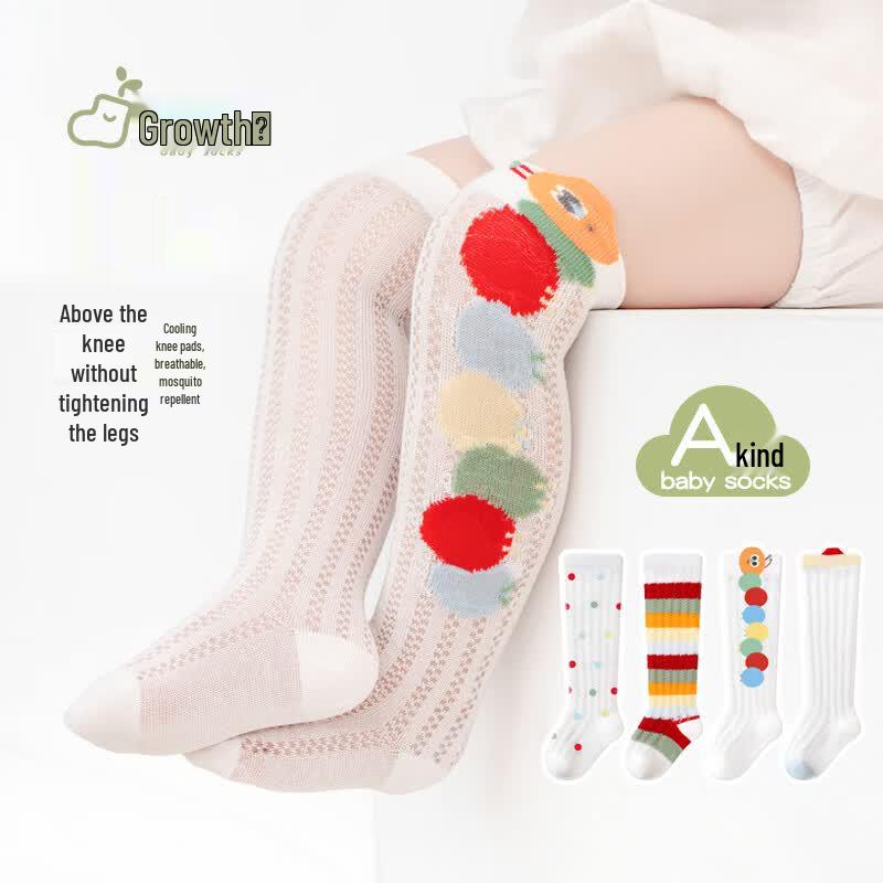 Newborn Baby Summer Thin Over-the-Knee Cotton Mesh Socks 0-1 Years S (10-12cm)