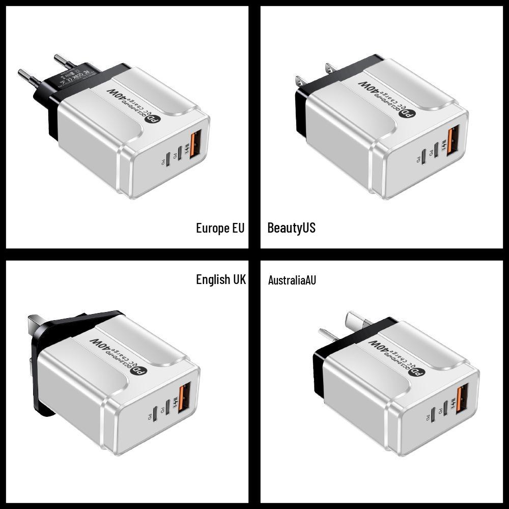 Universal Charger for US/EU/UK/AU: Original Power Adapter with 1 USB + 2 PD Ports