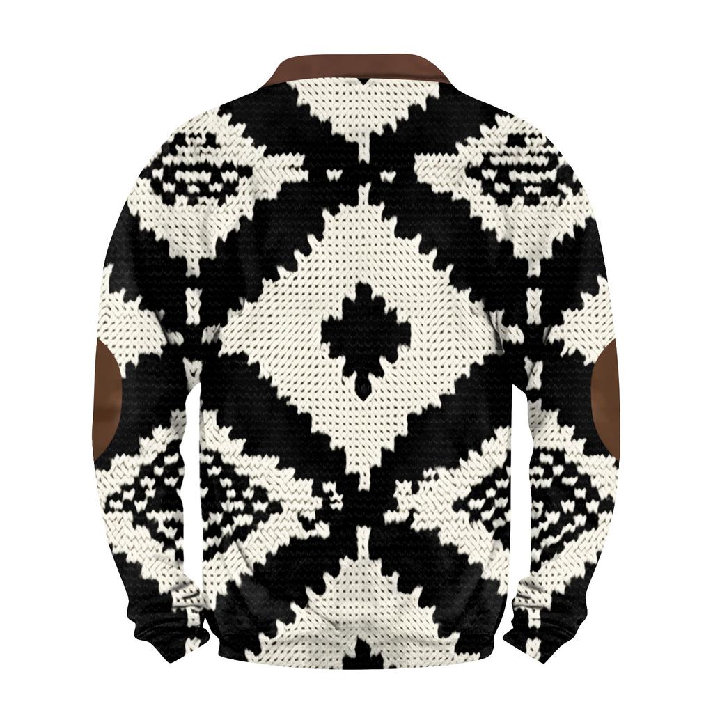 Męska bluza retro casual z nadrukiem gradientowym