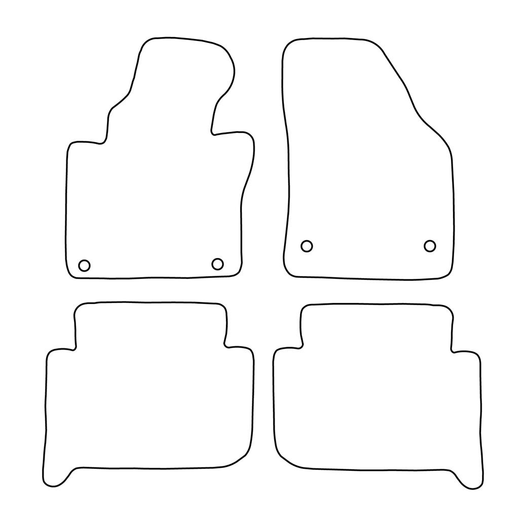 [Blm]Vw031 Blue - Set Of Velour Floor Mats To Fit Volkswagen Touran I 2003-2015 5-Seat - Blue Trim