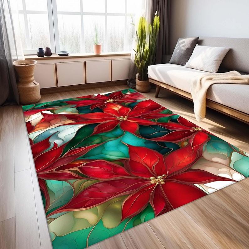 Snowflake Rug Christmas Rug Xmas Rug Merry Christmas Rug Christmas Red Area Carpet Home Decoration