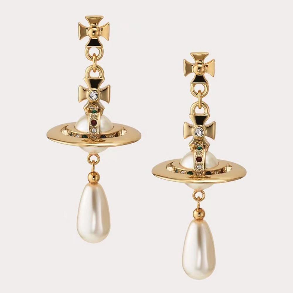 1 para wysokiej klasy lekkich luksusowych kolczyków wiszących w kształcie kropli wody, trójwymiarowych, z imitacji perły, długich, z frędzlami.