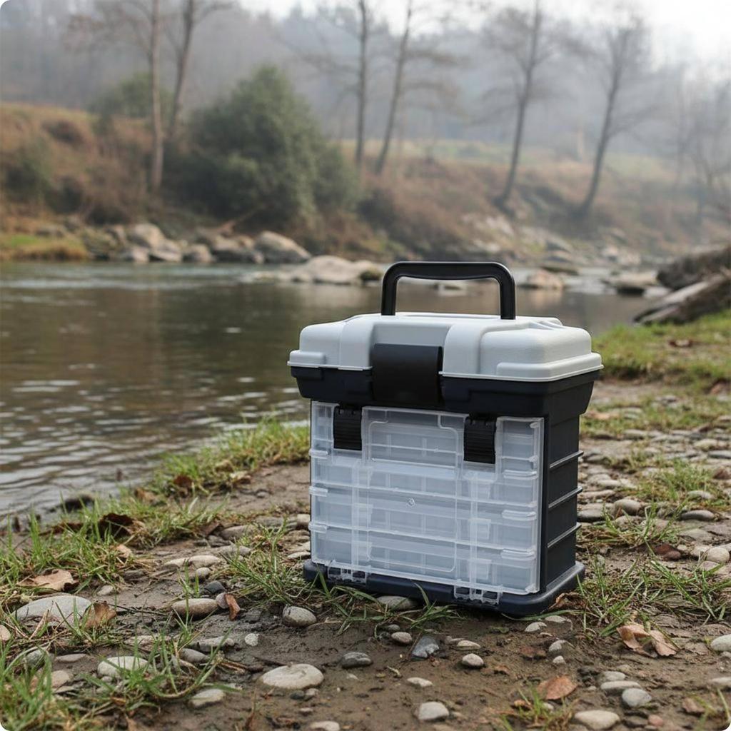 Lure Storage Organizer Hand Carry Handle Portable Tackle Box Easy To Organize Multi Tray