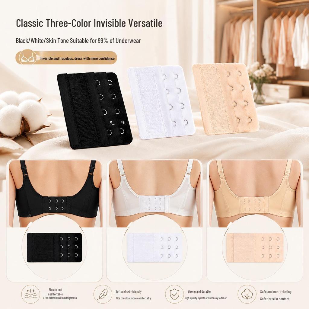 Elastic Adjustable Bra Lengthening Extender with Multiple Buckles
