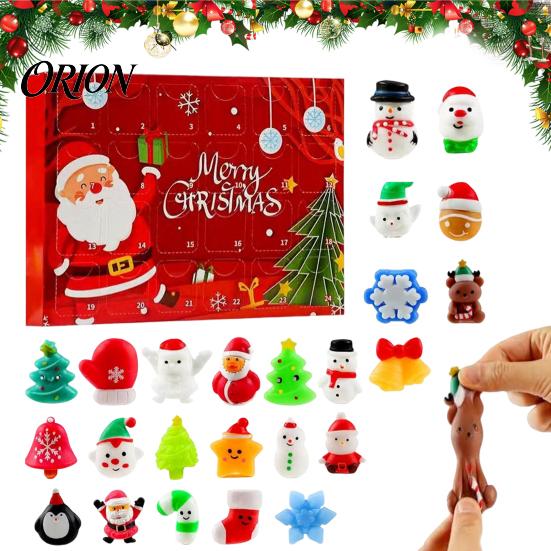 Adventskalender mit 24 Spielzeugen Frohe Weihnachten Kalender, Stressabbau Quetschspielzeug, Weihnachts-Countdown-Box, Feiertags-Party-Geschenkbox